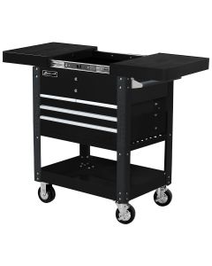 HOMBK06043500 image(0) - Homak Manufacturing 35" Pro Series 4-Drawer Slide-Top Service Cart Blk