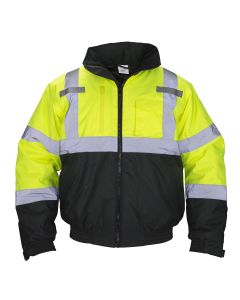 SAS690-1510 image(0) - SAS Safety Class-3 Hooded Reflective Yellow Bomber Jacket, XL