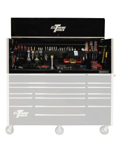 EXTRX722501HCBK image(0) - Extreme Tools 72 in. x 25 in. Deep Professional Hutch, Black with Chrome Trim