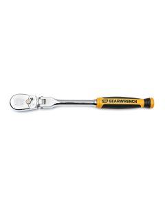 KDT81009T image(1) - GearWrench 1/4 Inch Drive 90-Tooth Dual Material Flex Head Teardrop Ratchet 8 Inch