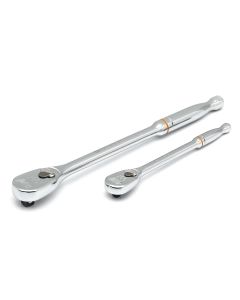 KDT81268T image(0) - GearWrench 2 Piece 1/4 Inch & 3/8 Inch Drive 90-Tooth Long Handle Teardrop Ratchet Set