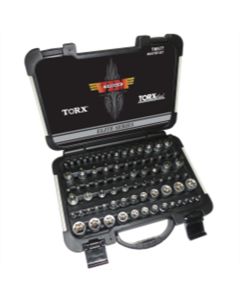 VIMTMS77 image(0) - VIM Tools Master TORX Driver Set 77 Piece All TORX, And TORX Plus Drivers And Sockets, Includes TORX, TORX TP, TORX Plus 6 Point - TORX Plus 5 Point - And TORX And TORX Plus Sockets. Satin Chrome Sockets And Bit Holders with Gun Metal 