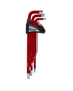 TIT12713 image(0) - TITAN 13 Pc. Xtra Long Arm Ball End Hex Key Set (Sae)