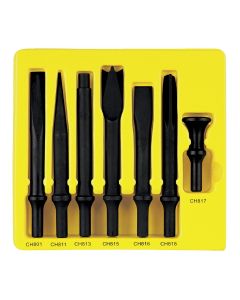 GRECS807 image(0) - Grey Pneumatic 7-Piece Heavy-Duty Chisel Set with .498 Shank