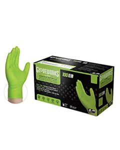 AMXGWGN44100 image(1) - Ammex Corporation Gloveworks HD Green Nitrile  Diamond Grip Medium