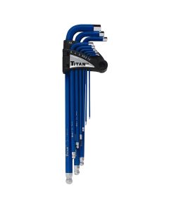 TIT12714 image(0) - TITAN 9 Pc. Xtra Long Arm Ball End Hex Key Set (Metric)