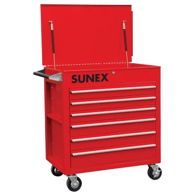 SUN8057 image(0) - SUNEX 6 Full-Drawer Professional Cart, Red