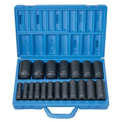 GRE1319D image(0) - Grey Pneumatic 19 PC 1/2" DR DEEP LENGTH FRACTIONAL MASTER SET