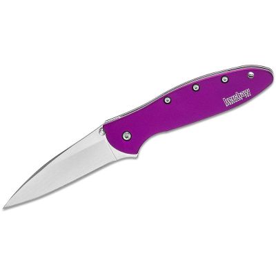 KER1660PUR image(0) - Kershaw Leek Assisted Open Liner Lock Drop Point Blade EDC Folding Pocket Knife - Purple