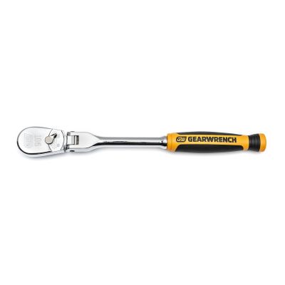 KDT81009T image(0) - GearWrench 1/4 Inch Drive 90-Tooth Dual Material Flex Head Teardrop Ratchet 8 Inch