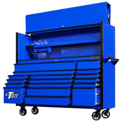 EXTDX7218HRUK image(0) - Extreme Tools DX 72" Hutch & 17 Drawer Roller Cabinet Combo, Blue,