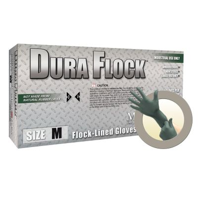 MFXDFK608L image(0) - Microflex DURA FLOCK 8 MIL FLOCK-LINED GREEN NITRILE GLOVE LARGE