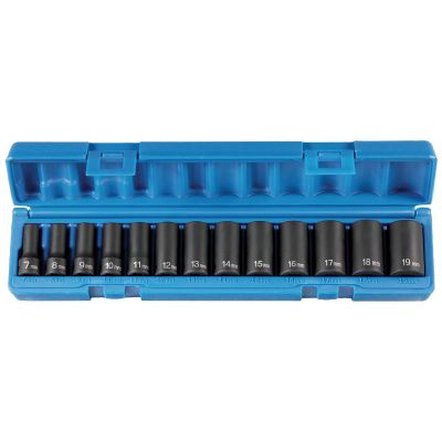 GRE1213MSD image(0) - Grey Pneumatic 3/8" Drive 13 Piece Semi Deep Metric Impact Set