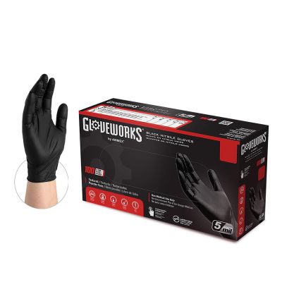 AMXGPNB44100 image(0) - Ammex Corporation M GlovePlus P/F, Textured Black Nitrile Gloves