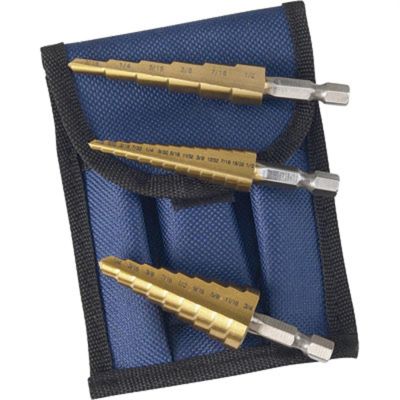 AST9445 image(0) - Astro Pneumatic STEP DRILL BIT SET TITANIUM COATED 3 PC 1/8"-3/4"