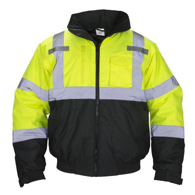 SAS690-1511 image(0) - SAS Safety Class-3 Hooded Reflective Yellow Bomber Jacket, Size