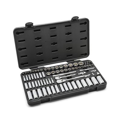 KDT80948 image(0) - GearWrench 76 Piece 1/4 Inch & 3/8 Inch Drive 12 Point Standard & Deep SAE/Metric Mechanics Tool Set