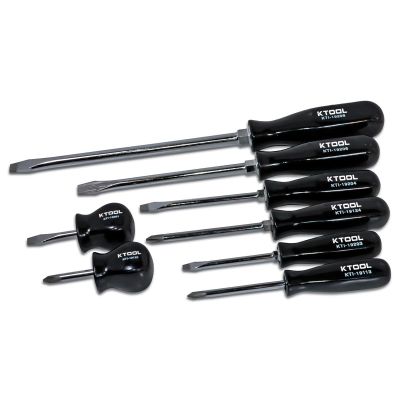 KTI19000 image(0) - K Tool International 8-Piece Black Phillips and Slotted Screwdriver Set