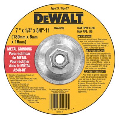 DWTDW4999 image(0) - DeWalt 7"X1/4"X5/8" 11 DCW METAL