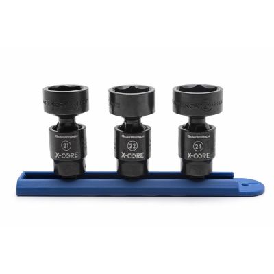 KDT84976 image(0) - GearWrench 3 Piece 3/8 Inch Drive 6 Point Standard X-Core Pinless Universal Impact Metric Socket Set