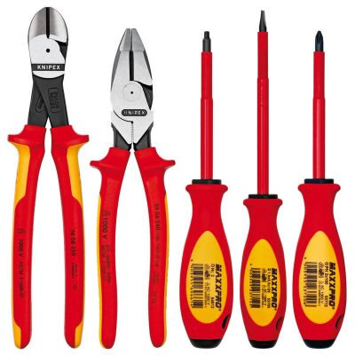 KNP9K989822US image(0) - KNIPEX 5PC PLIERS/SCREWDRR TOOL SET-1,000V INSLTD