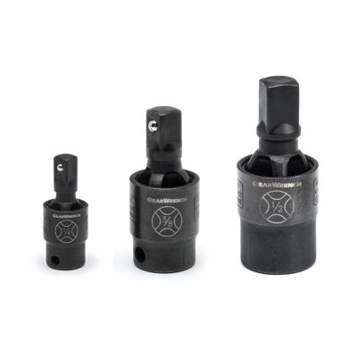 KDT84960 image(0) - GearWrench 3 Piece 1/4 Inch, 3/8 Inch & 1/2 Inch Drive X-Core Pinless Impact Universal Joint Set