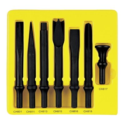 GRECS807 image(0) - Grey Pneumatic 7-Piece Heavy-Duty Chisel Set with .498 Shank