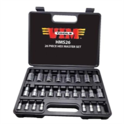 VIMHMS26 image(0) - VIM Tools Master Hex Drive Set, 26 Piece 13 Piece Metric - 2M Thru 19M, 13 Piece SAE - 3/32 Inch Thru 3/4